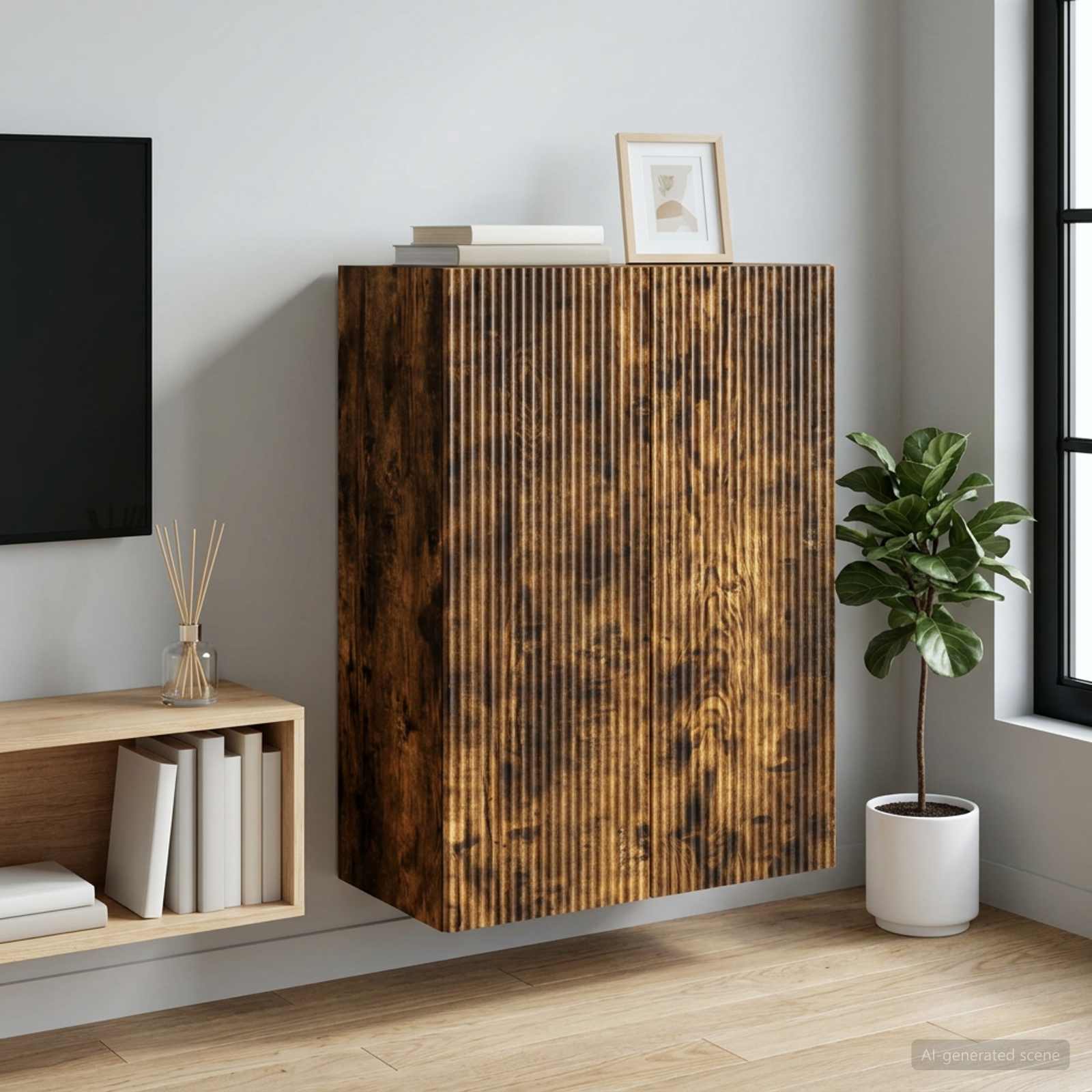 Nástěnná Skříň Kouřový Dub 66 X 34,5 X 90 Cm Kompozitní Dřevo