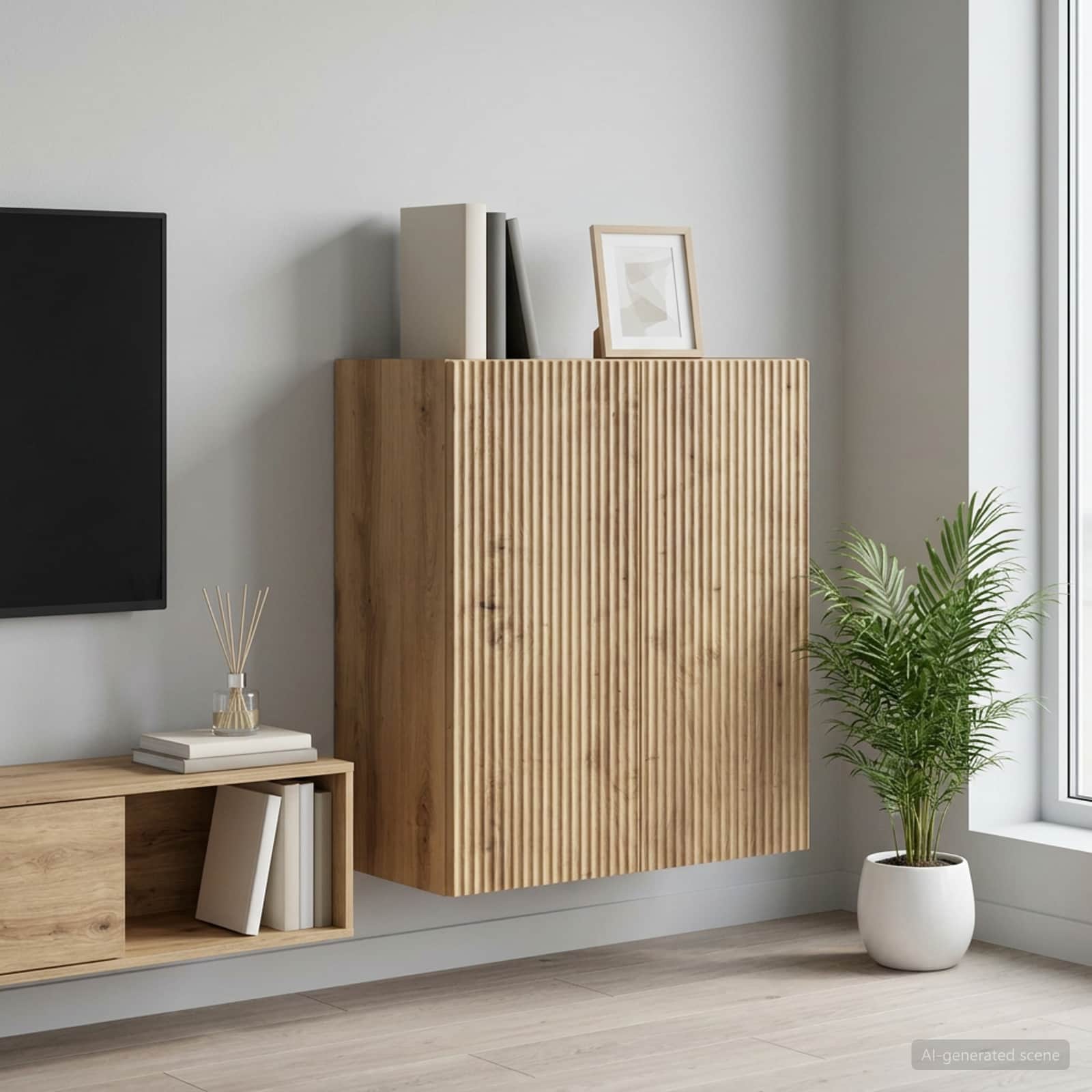 Nástěnná Skříň 59 X 31 X 60 Cm Kompozitní Dřevo Dub Artisan