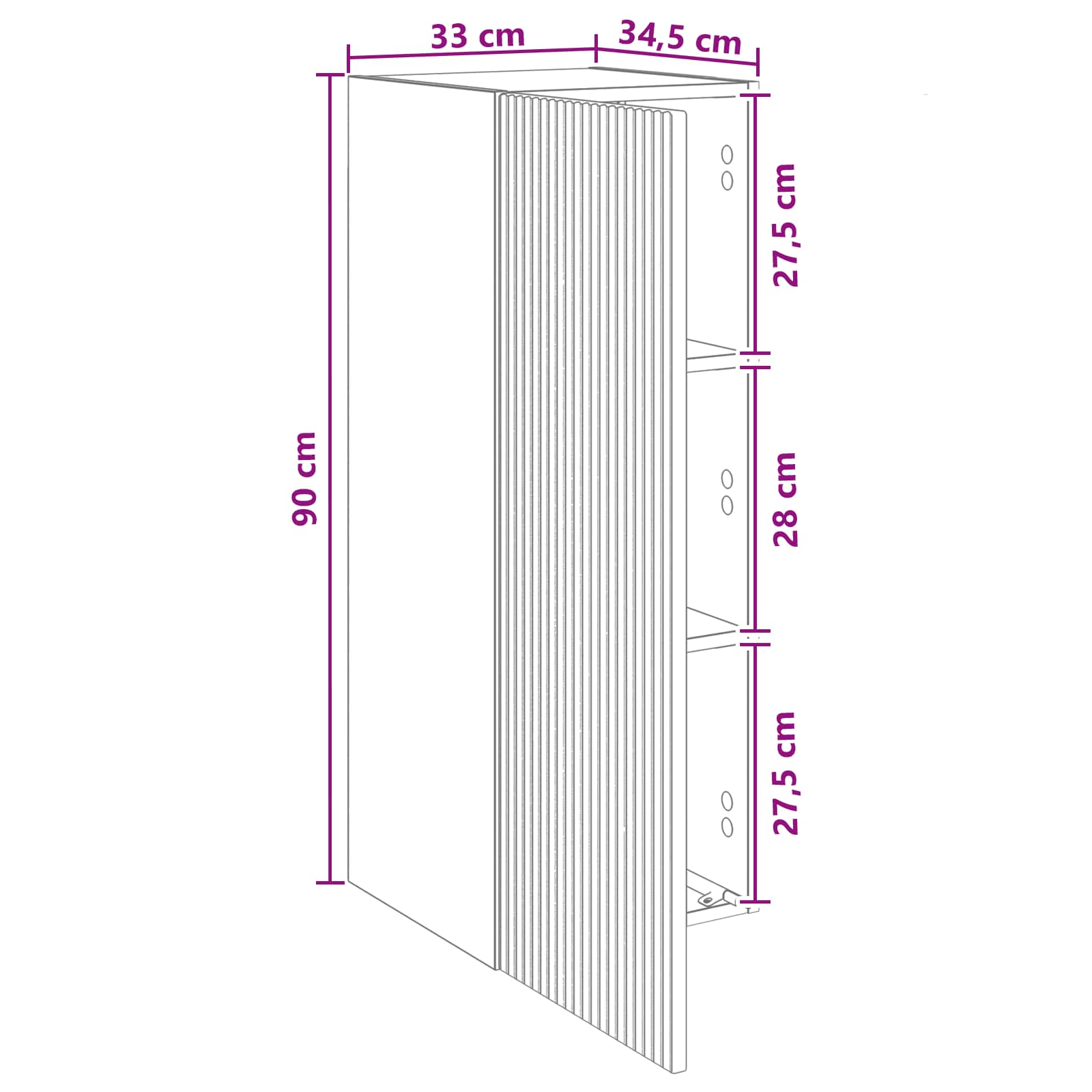 Nástěnná Skříň Staré Dřevo 33 X 34,5 X 90 Cm Kompozitní Dřevo