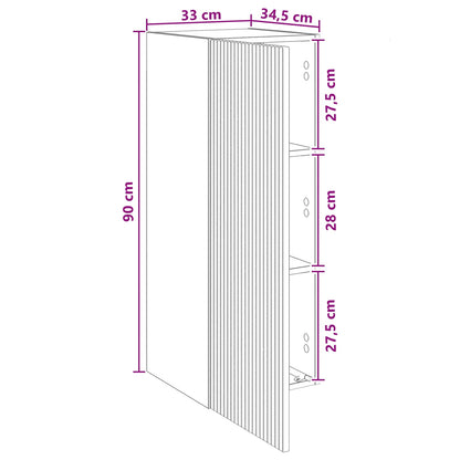 Nástěnná Skříň Staré Dřevo 33 X 34,5 X 90 Cm Kompozitní Dřevo
