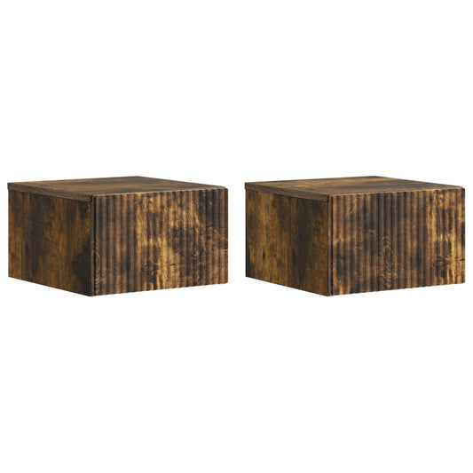 Nástěnný Noční Stolek 2 Pcs Kouřový Dub 33 X 34,5 X 20 Cm