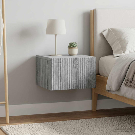 Nástěnný Noční Stolek 2 Pcs Šedá Sonoma 33 X 34,5 X 20 Cm