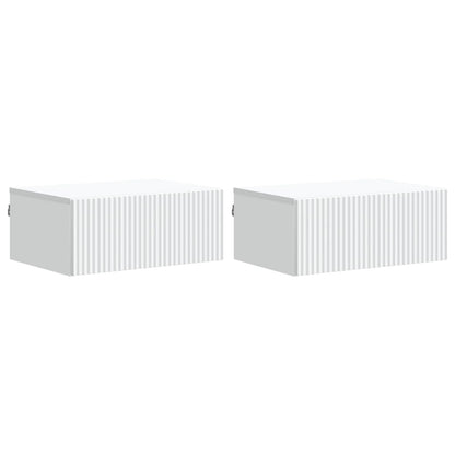 Nástěnný Noční Stolek Se Zásuvkou 2 Pcs Bílá 49 X 34,5 X 20 Cm