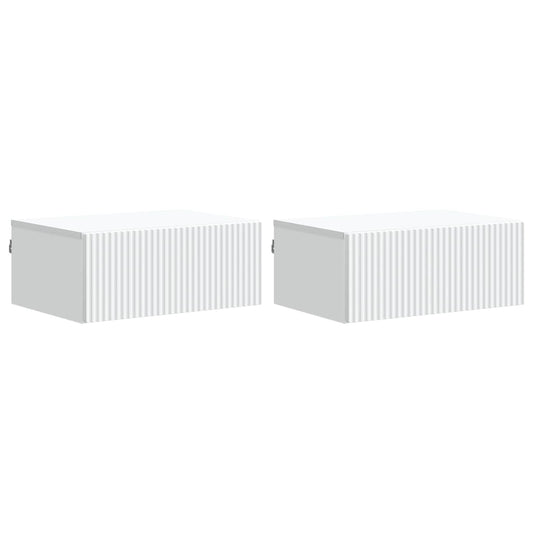 Nástěnný Noční Stolek Se Zásuvkou 2 Pcs Bílá 49 X 34,5 X 20 Cm