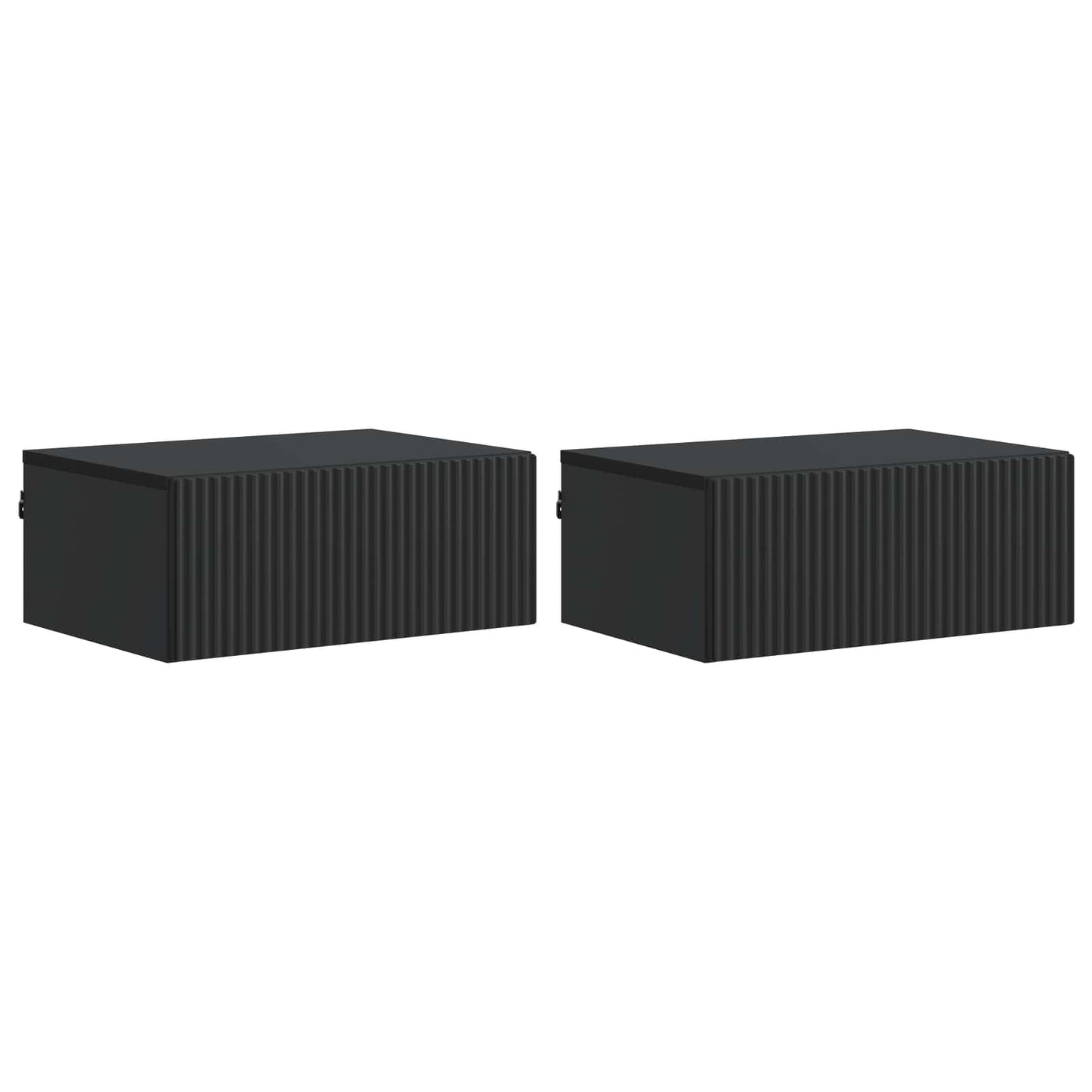 Nástěnný Noční Stolek Se Zásuvkou 2 Pcs Černá 49 X 34,5 X 20 Cm