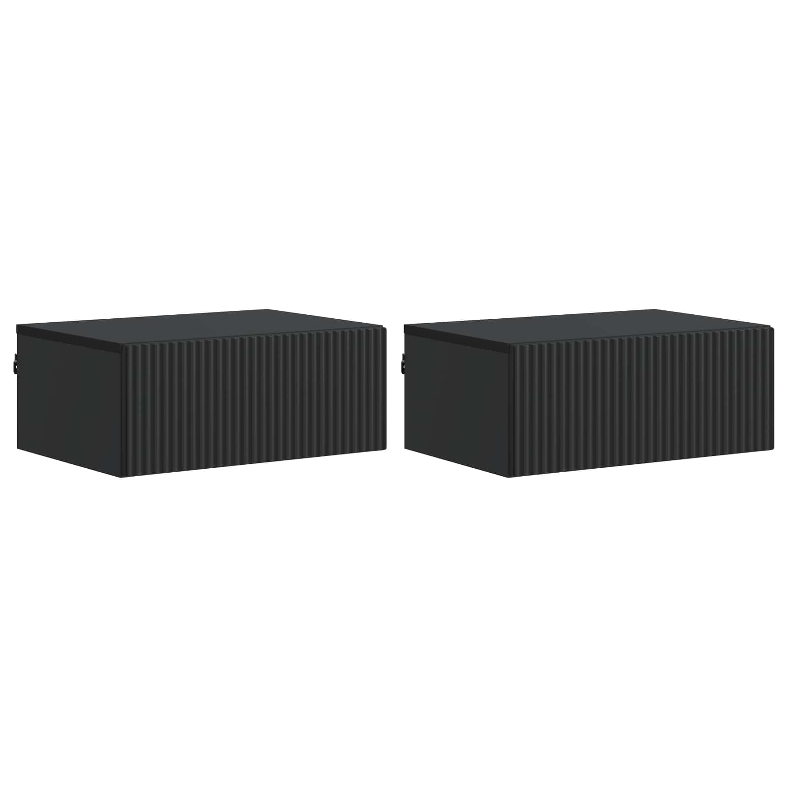 Nástěnný Noční Stolek Se Zásuvkou 2 Pcs Černá 49 X 34,5 X 20 Cm