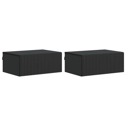 Nástěnný Noční Stolek Se Zásuvkou 2 Pcs Černá 49 X 34,5 X 20 Cm