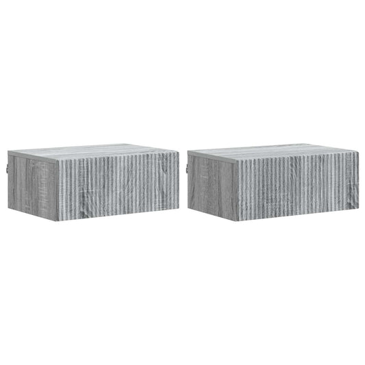 Nástěnný Noční Stolek 2 Pcs Šedá Sonoma 49 X 34,5 X 20 Cm
