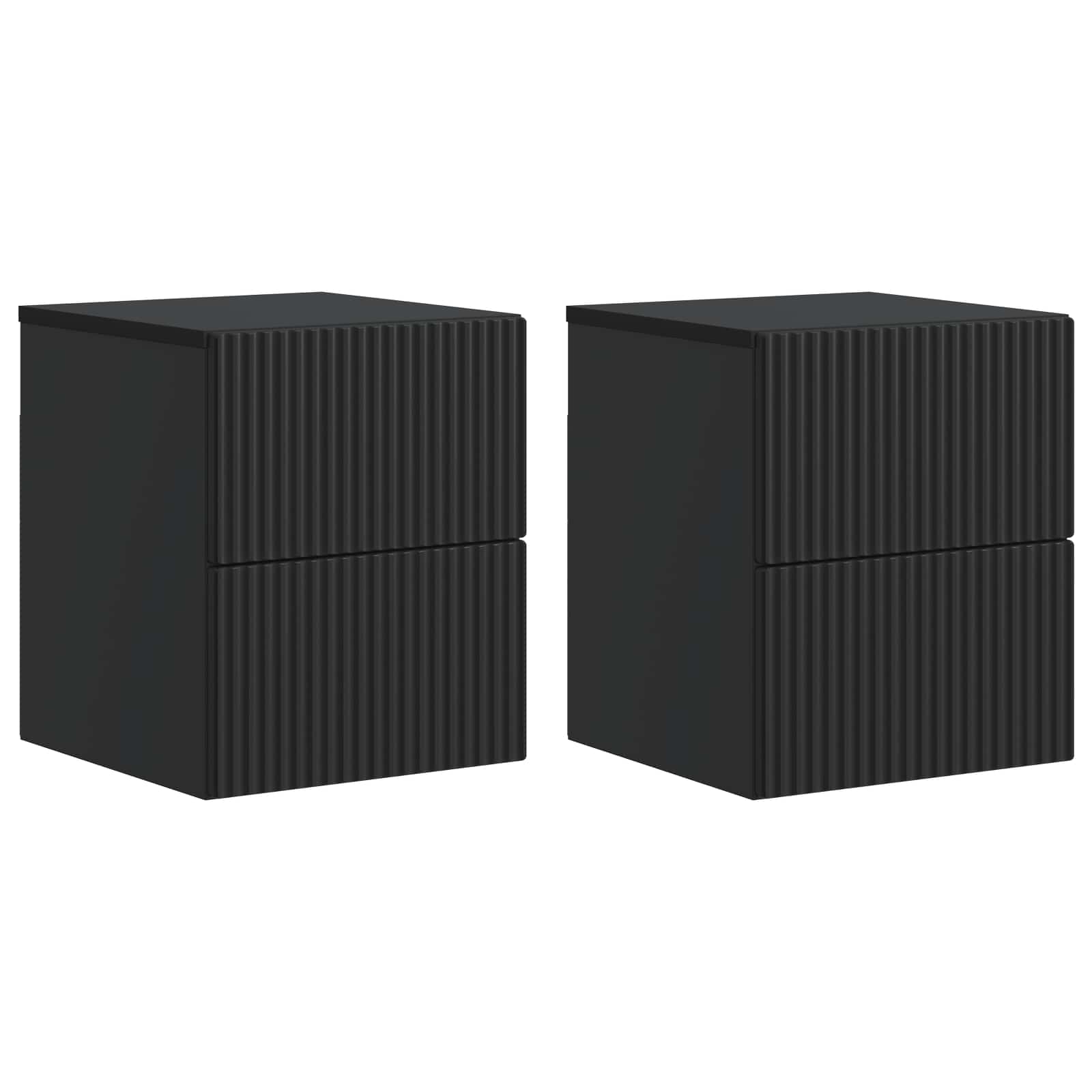 Nástěnný Noční Stolek Se Zásuvkou 2 Pcs Černá 33 X 34,5 X 40 Cm