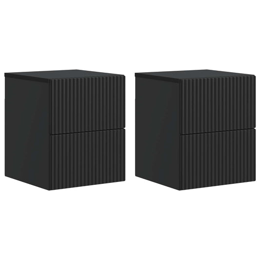 Nástěnný Noční Stolek Se Zásuvkou 2 Pcs Černá 33 X 34,5 X 40 Cm
