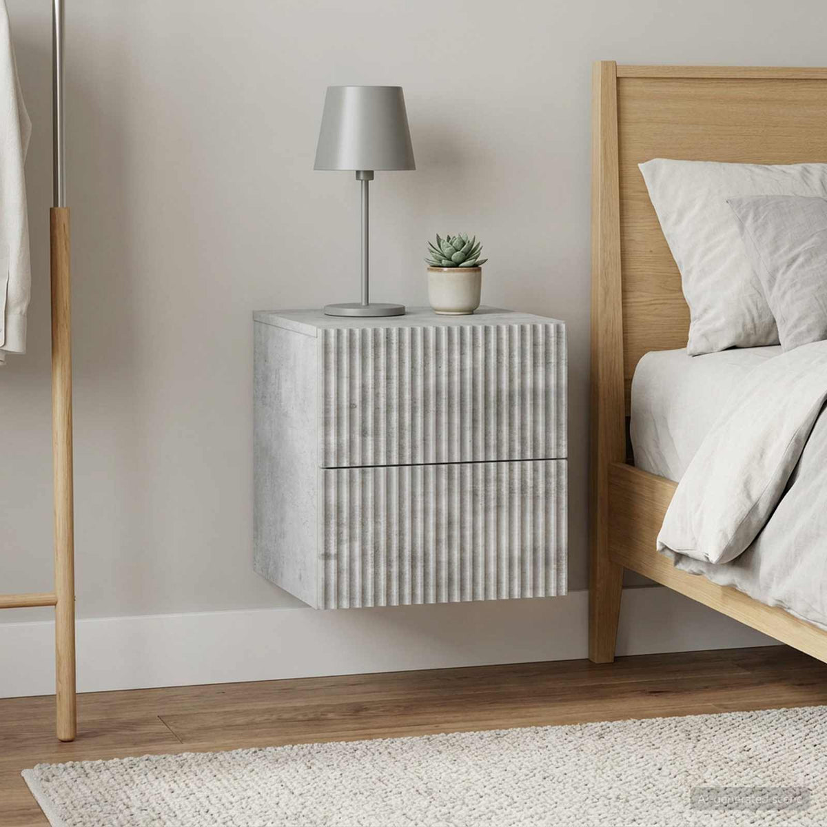 Nástěnný Noční Stolek 2 Pcs Betonově Šedá 33 X 34,5 X 40 Cm
