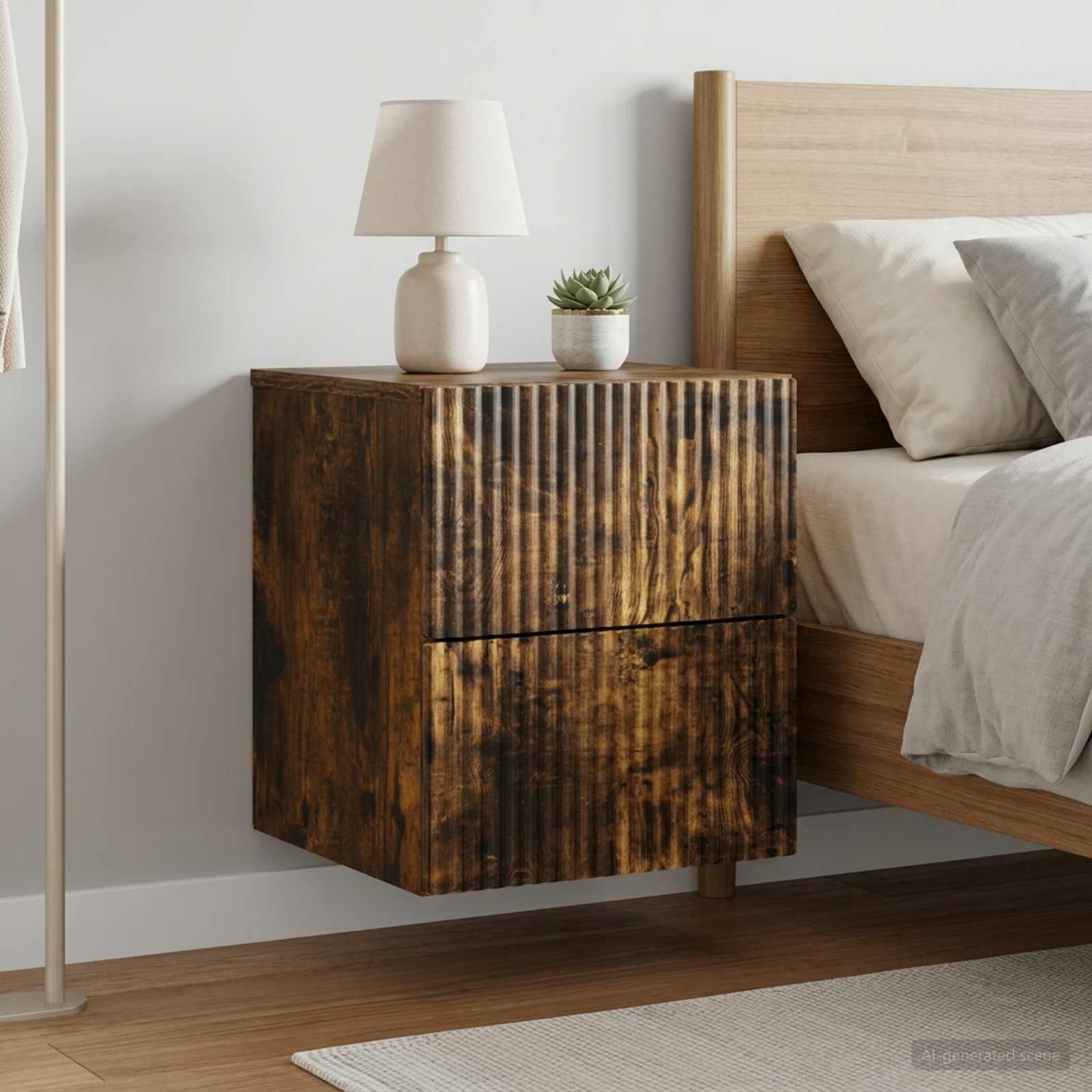 Nástěnný Noční Stolek 2 Pcs Kouřový Dub 33 X 34,5 X 40 Cm