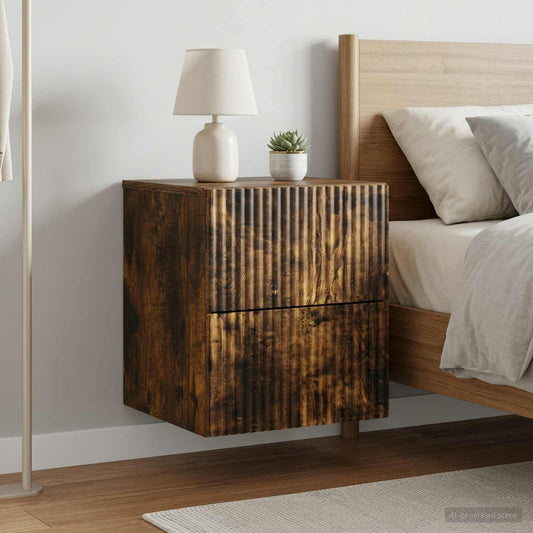 Nástěnný Noční Stolek 2 Pcs Kouřový Dub 33 X 34,5 X 40 Cm