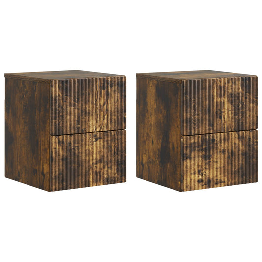 Nástěnný Noční Stolek 2 Pcs Kouřový Dub 33 X 34,5 X 40 Cm