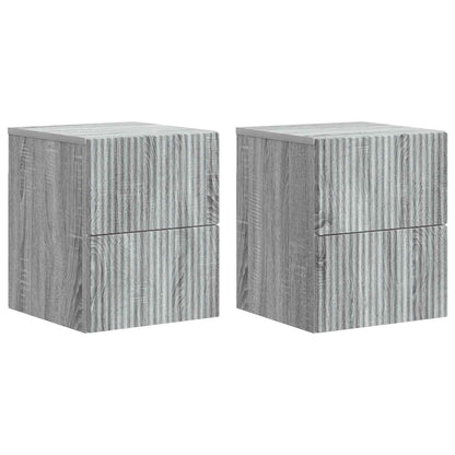 Nástěnný Noční Stolek 2 Pcs Šedá Sonoma 33 X 34,5 X 40 Cm