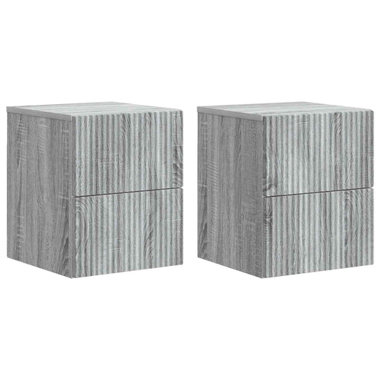 Nástěnný Noční Stolek 2 Pcs Šedá Sonoma 33 X 34,5 X 40 Cm
