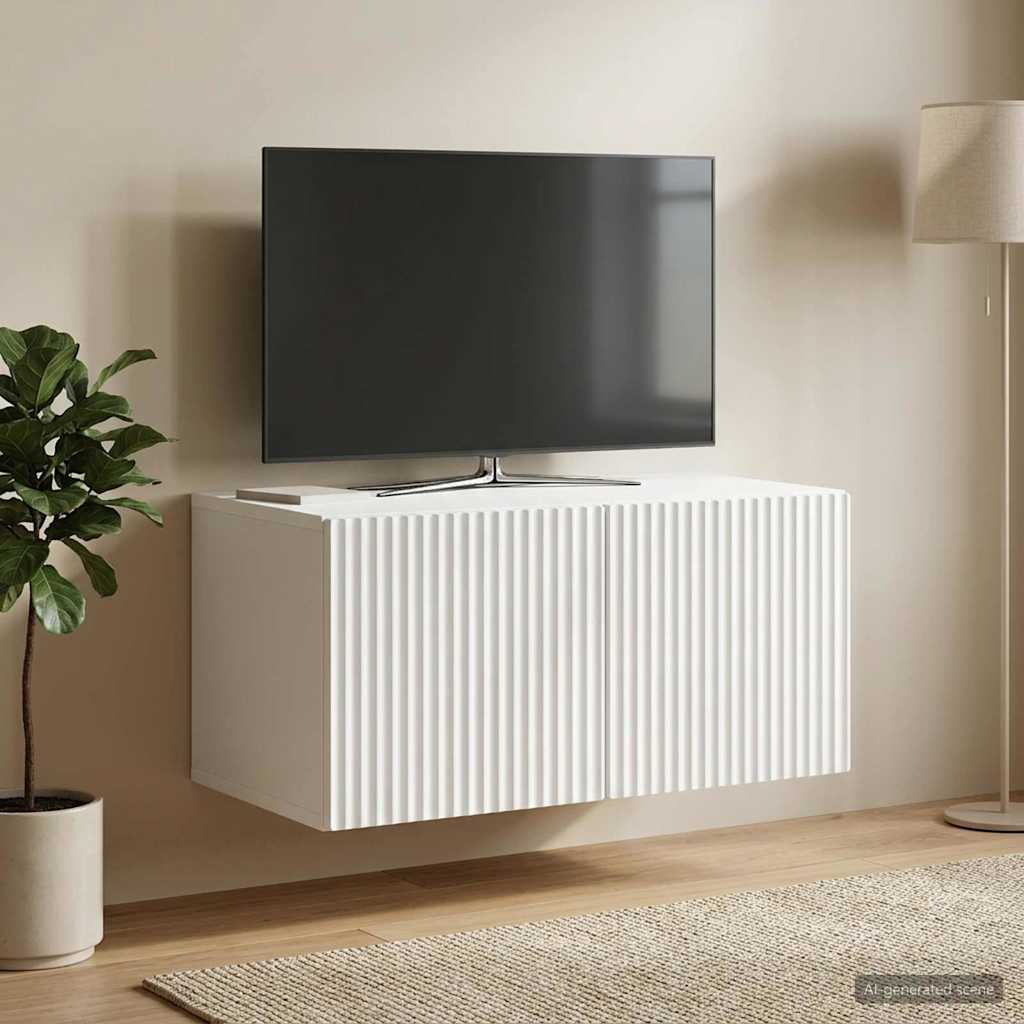 Nástěnná Tv Skříň Bílá 59,5 X 41 X 30 Cm Kompozitní Dřevo