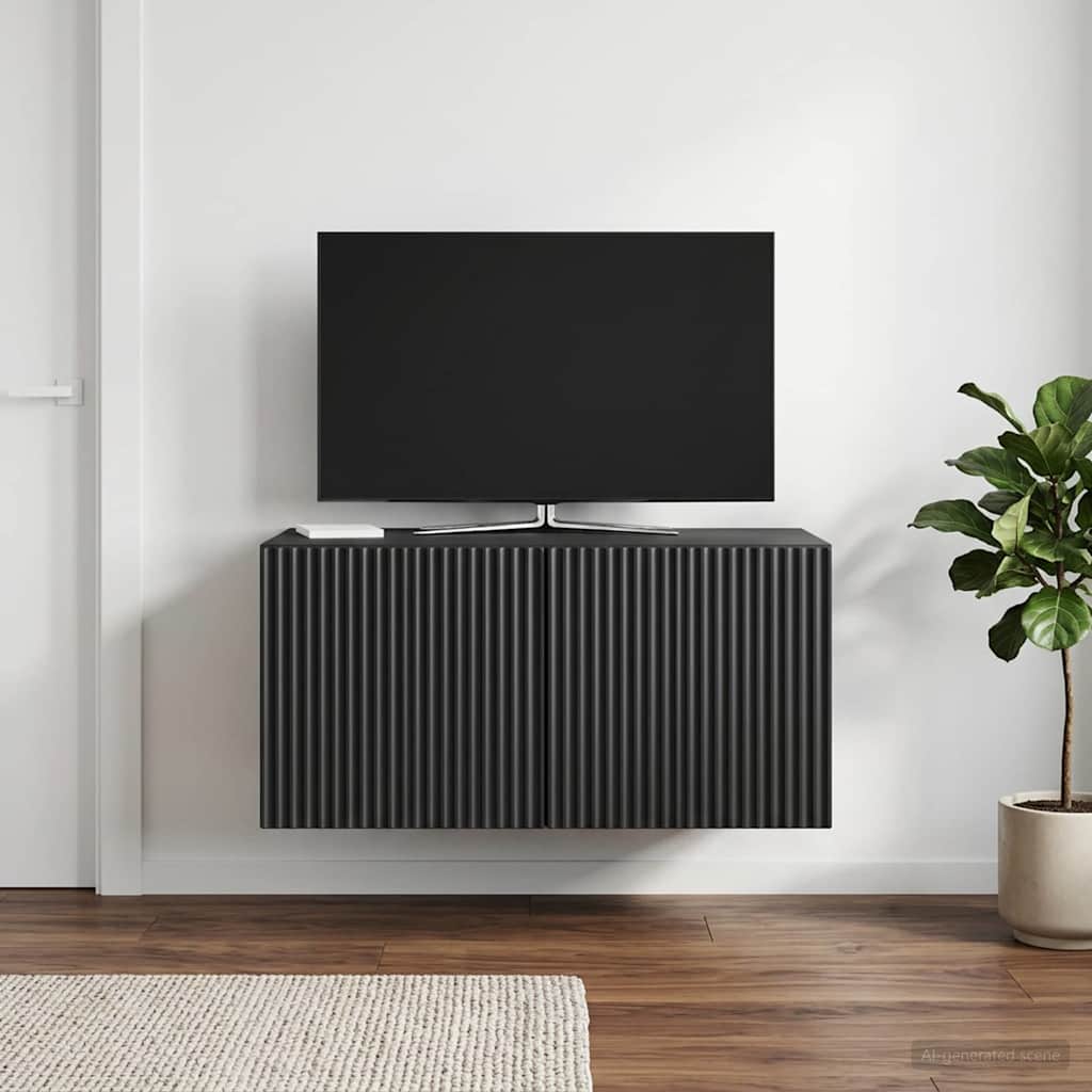 Nástěnná Tv Skříň Černá 59,5 X 41 X 30 Cm Kompozitní Dřevo