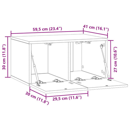 Nástěnná Tv Skříň Černá 59,5 X 41 X 30 Cm Kompozitní Dřevo