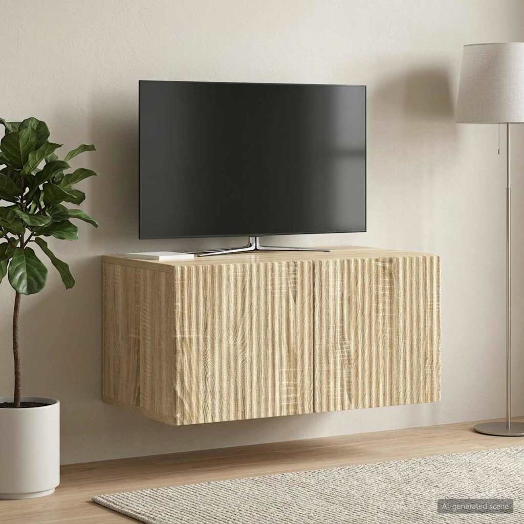 Nástěnná Tv Skříň Dub Sonoma 59,5 X 41 X 30 Cm Kompozitní Dřevo