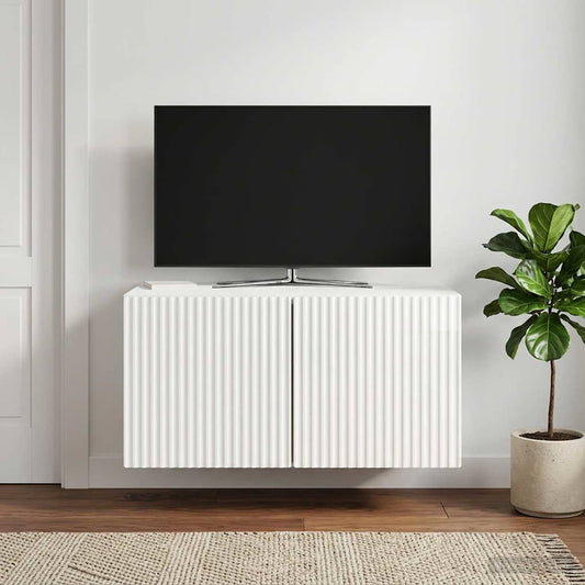 Nástěnná Tv Skříň Bílá S Vysokým Leskem 59,5 X 41 X 30 Cm