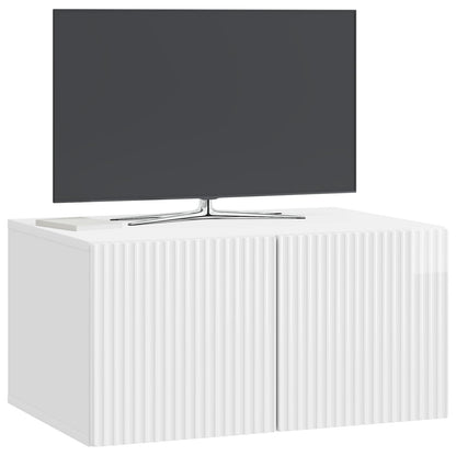 Nástěnná Tv Skříň Bílá S Vysokým Leskem 59,5 X 41 X 30 Cm