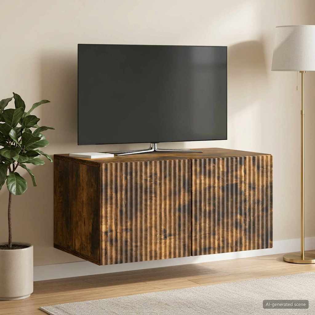 Nástěnná Tv Skříň Nástěnný Kouřový Dub 59,5 X 41 X 30 Cm