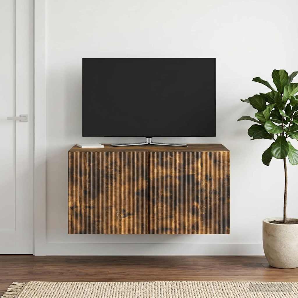 Nástěnná Tv Skříň Nástěnný Kouřový Dub 59,5 X 41 X 30 Cm