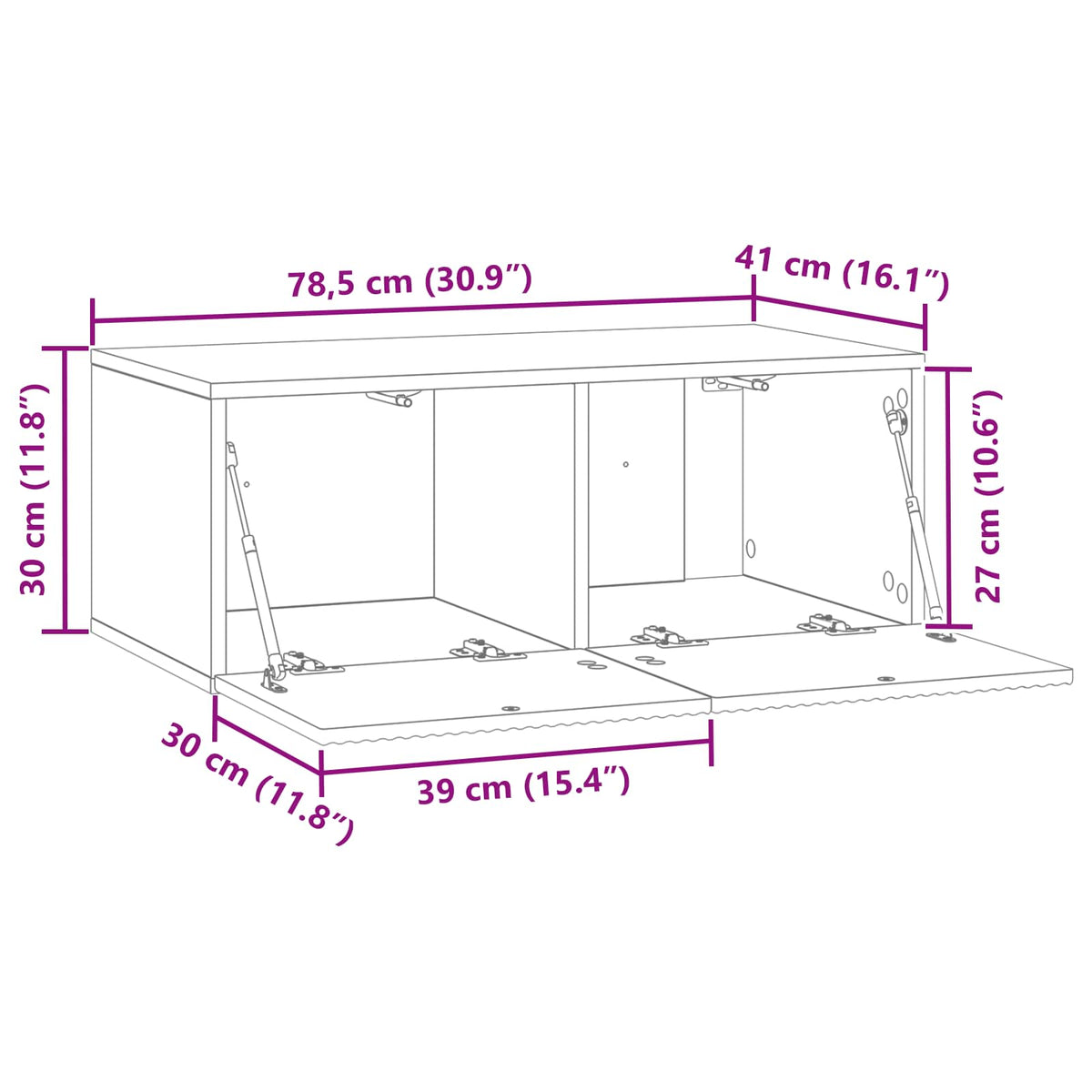 Nástěnná Tv Skříň Bílá 78,5 X 41 X 30 Cm Kompozitní Dřevo