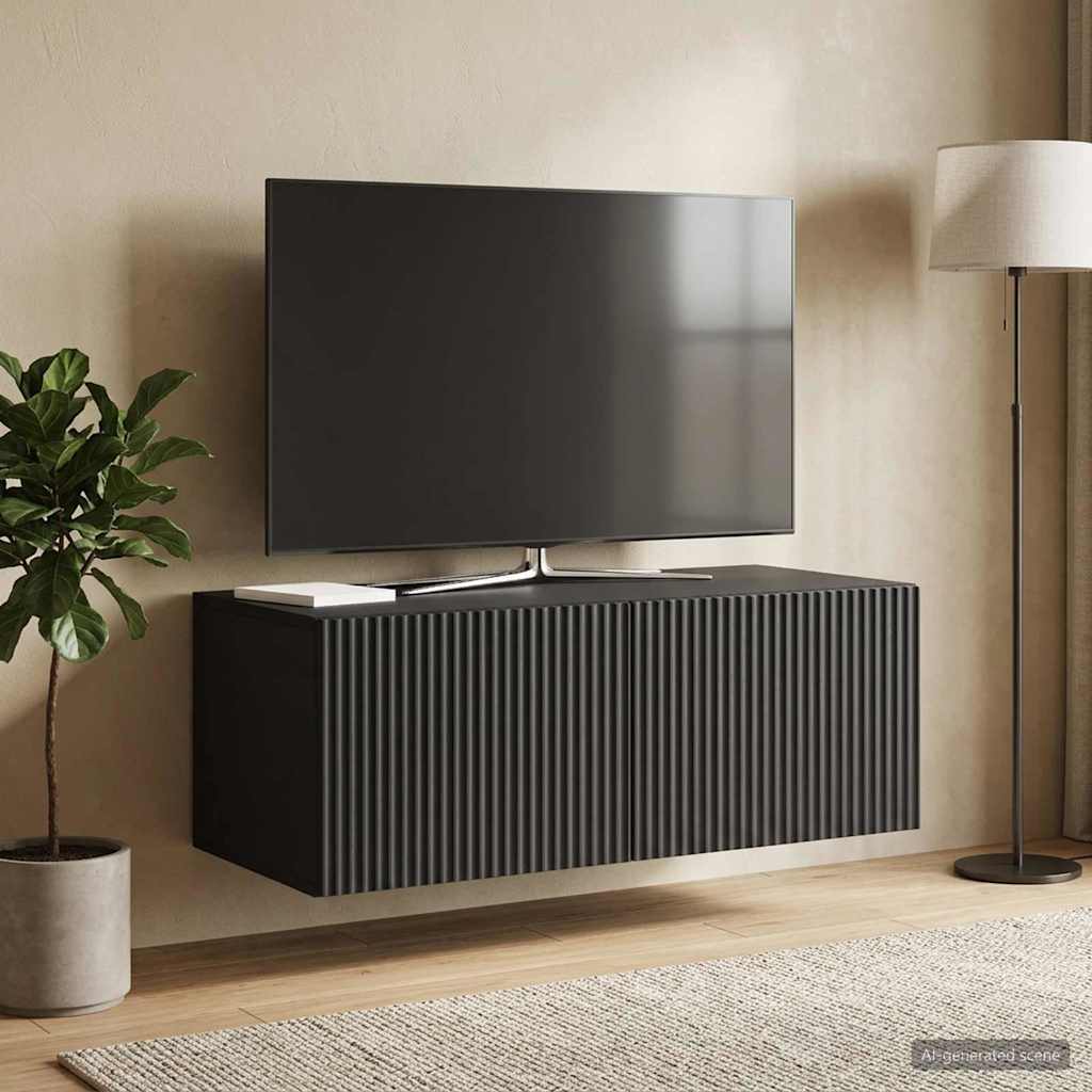 Nástěnná Tv Skříň Černá 78,5 X 41 X 30 Cm Kompozitní Dřevo