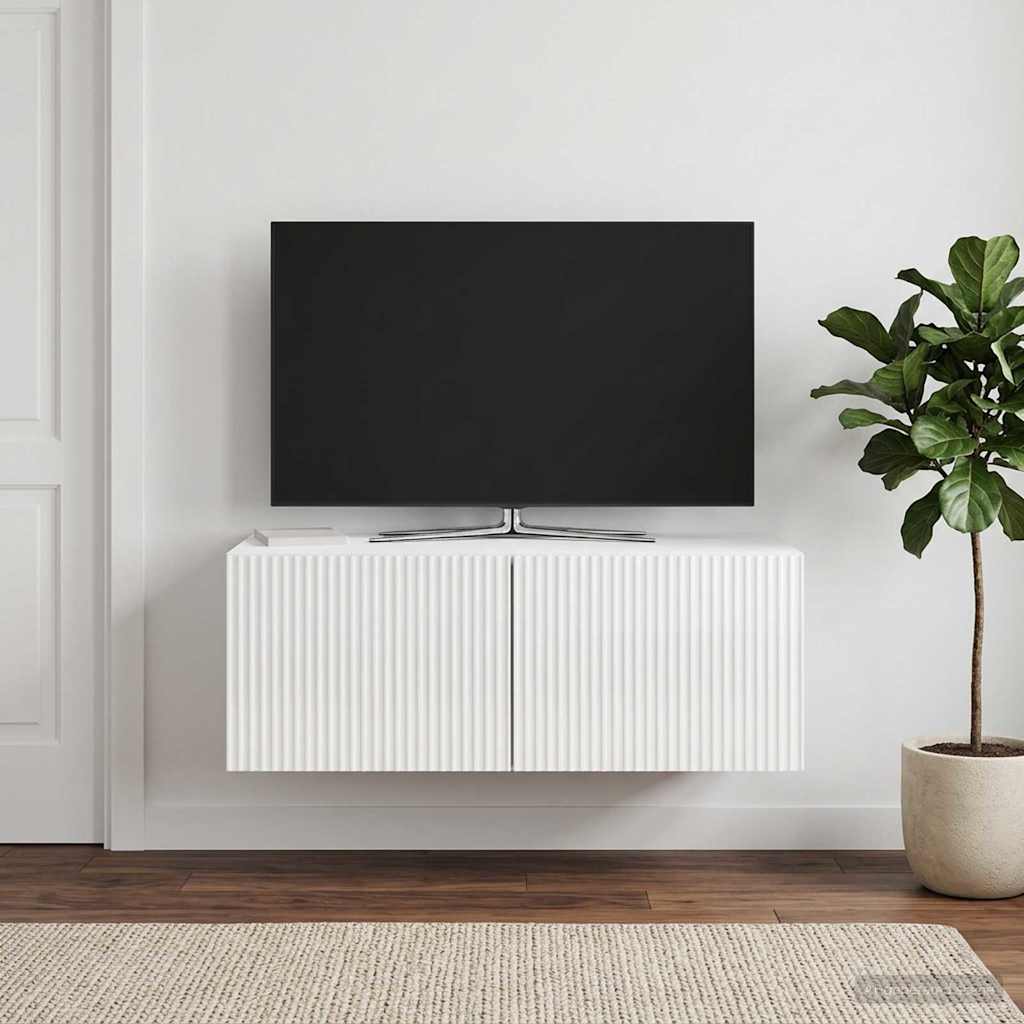 Nástěnná Tv Skříň Bílá S Vysokým Leskem 78,5 X 41 X 30 Cm