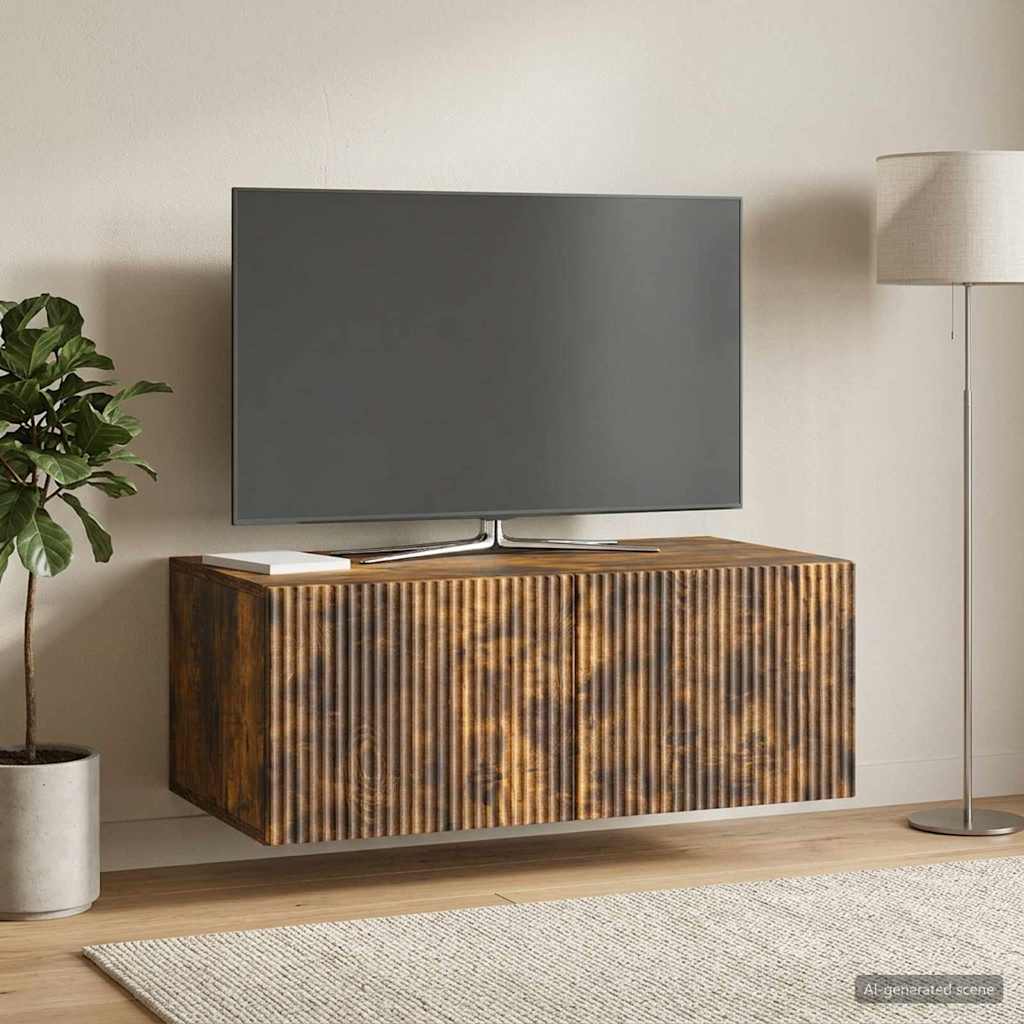 Nástěnná Tv Skříň Nástěnný Kouřový Dub 78,5 X 41 X 30 Cm