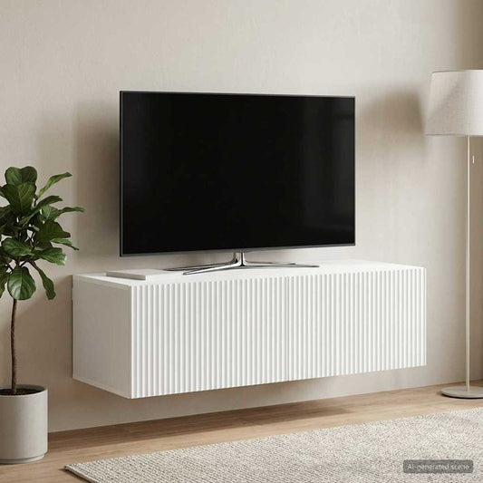 Nástěnná Tv Skříň Bílá 98 X 41 X 30 Cm Kompozitní Dřevo