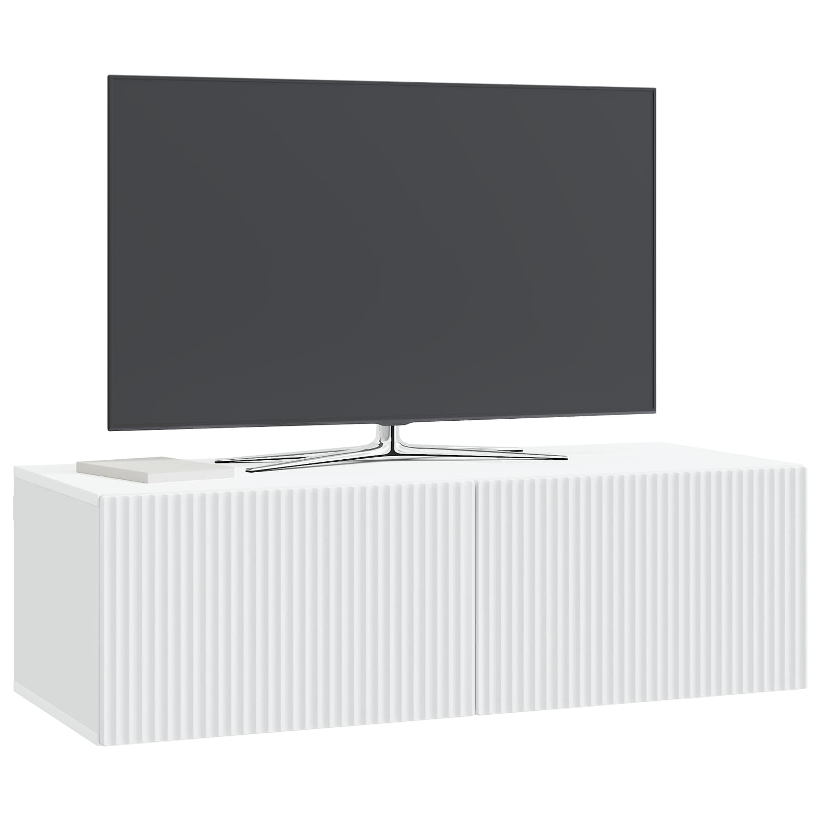 Nástěnná Tv Skříň Bílá 98 X 41 X 30 Cm Kompozitní Dřevo
