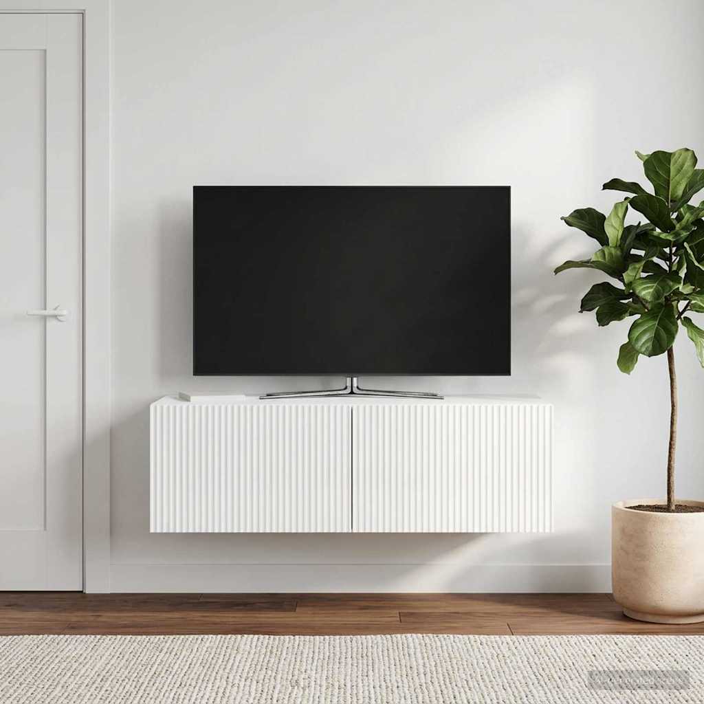 Nástěnná Tv Skříň Bílá S Vysokým Leskem 98 X 41 X 30 Cm