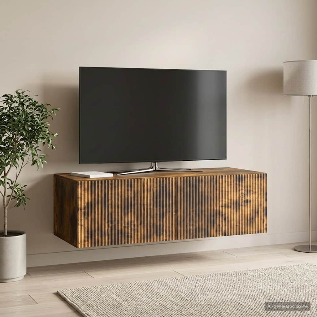 Nástěnná Tv Skříň Kouřový Dub 98 X 41 X 30 Cm Kompozitní Dřevo