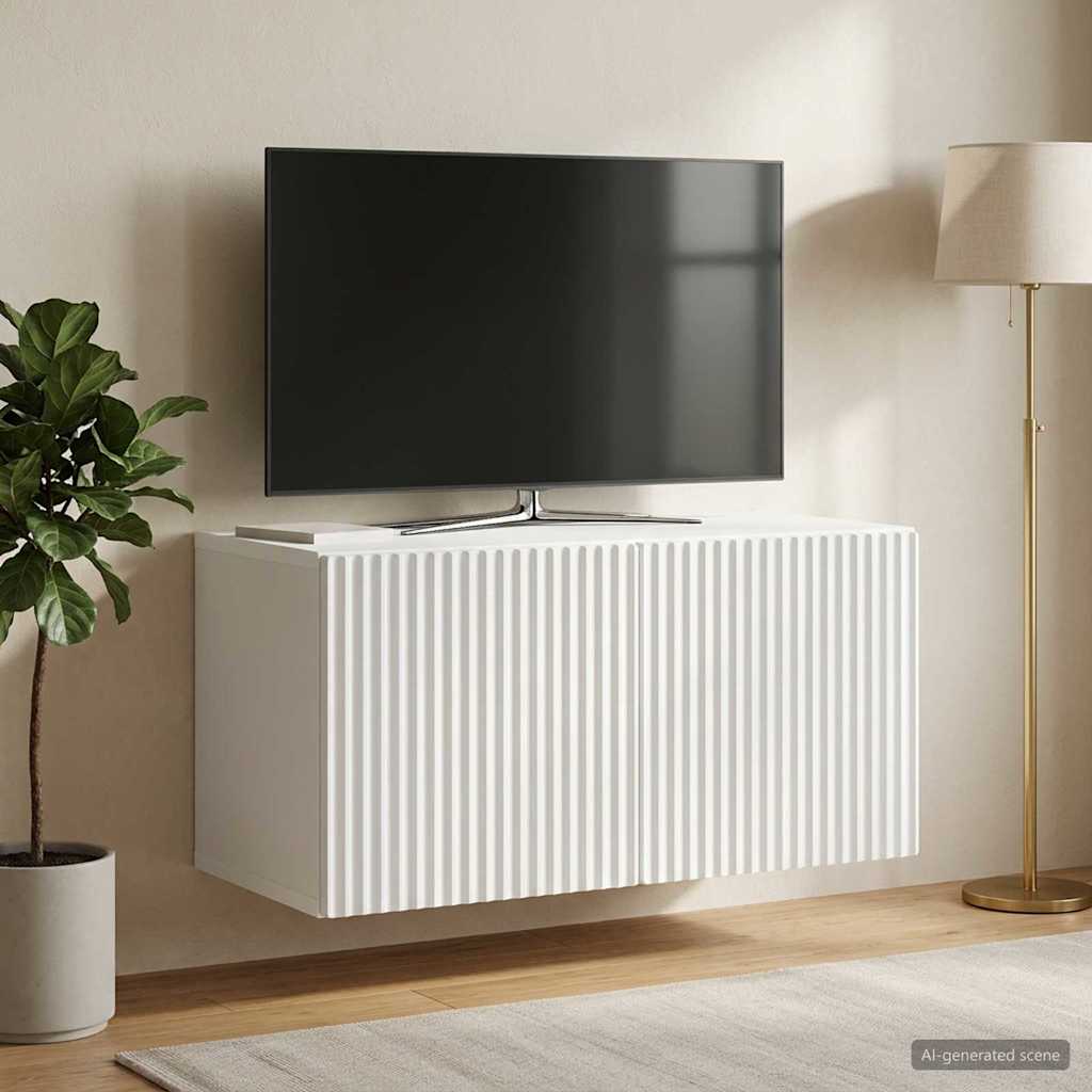 Nástěnná Tv Skříň Bílá 59,5 X 31 X 30 Cm Kompozitní Dřevo