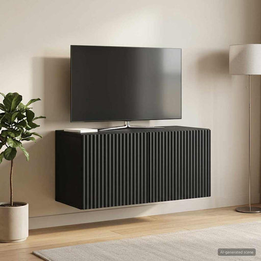 Nástěnná Tv Skříň Černá 59,5 X 31 X 30 Cm Kompozitní Dřevo
