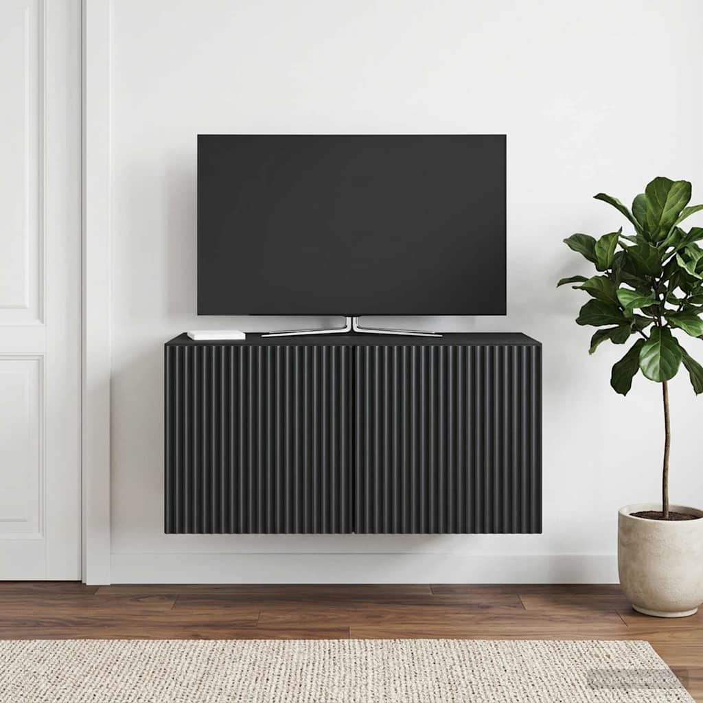 Nástěnná Tv Skříň Černá 59,5 X 31 X 30 Cm Kompozitní Dřevo