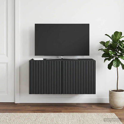 Nástěnná Tv Skříň Černá 59,5 X 31 X 30 Cm Kompozitní Dřevo