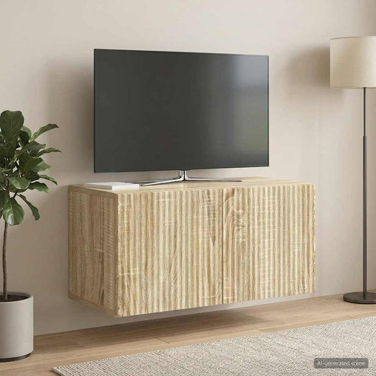 Nástěnná Tv Skříň Dub Sonoma 59,5 X 31 X 30 Cm Kompozitní Dřevo