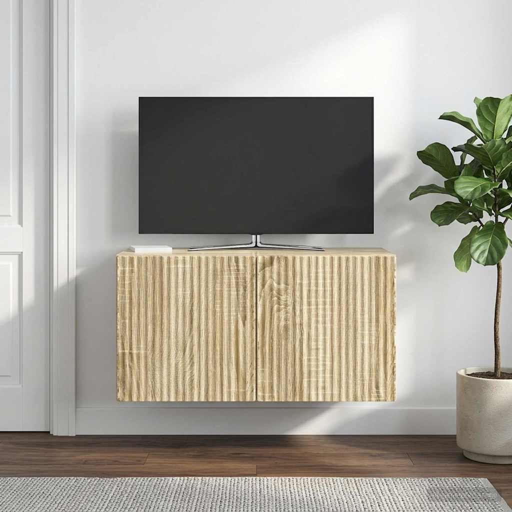 Nástěnná Tv Skříň Dub Sonoma 59,5 X 31 X 30 Cm Kompozitní Dřevo