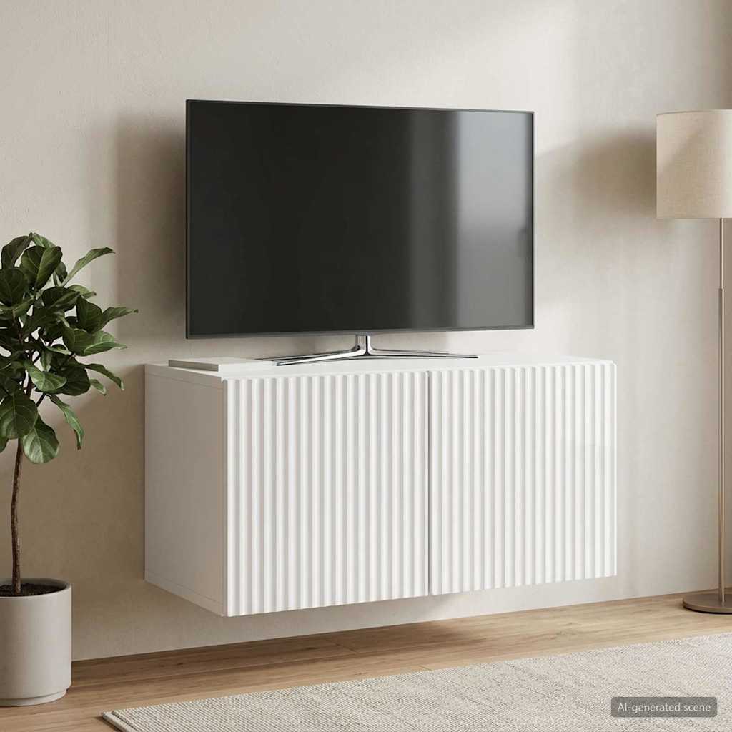 Nástěnná Tv Skříň Bílá S Vysokým Leskem 59,5 X 31 X 30 Cm