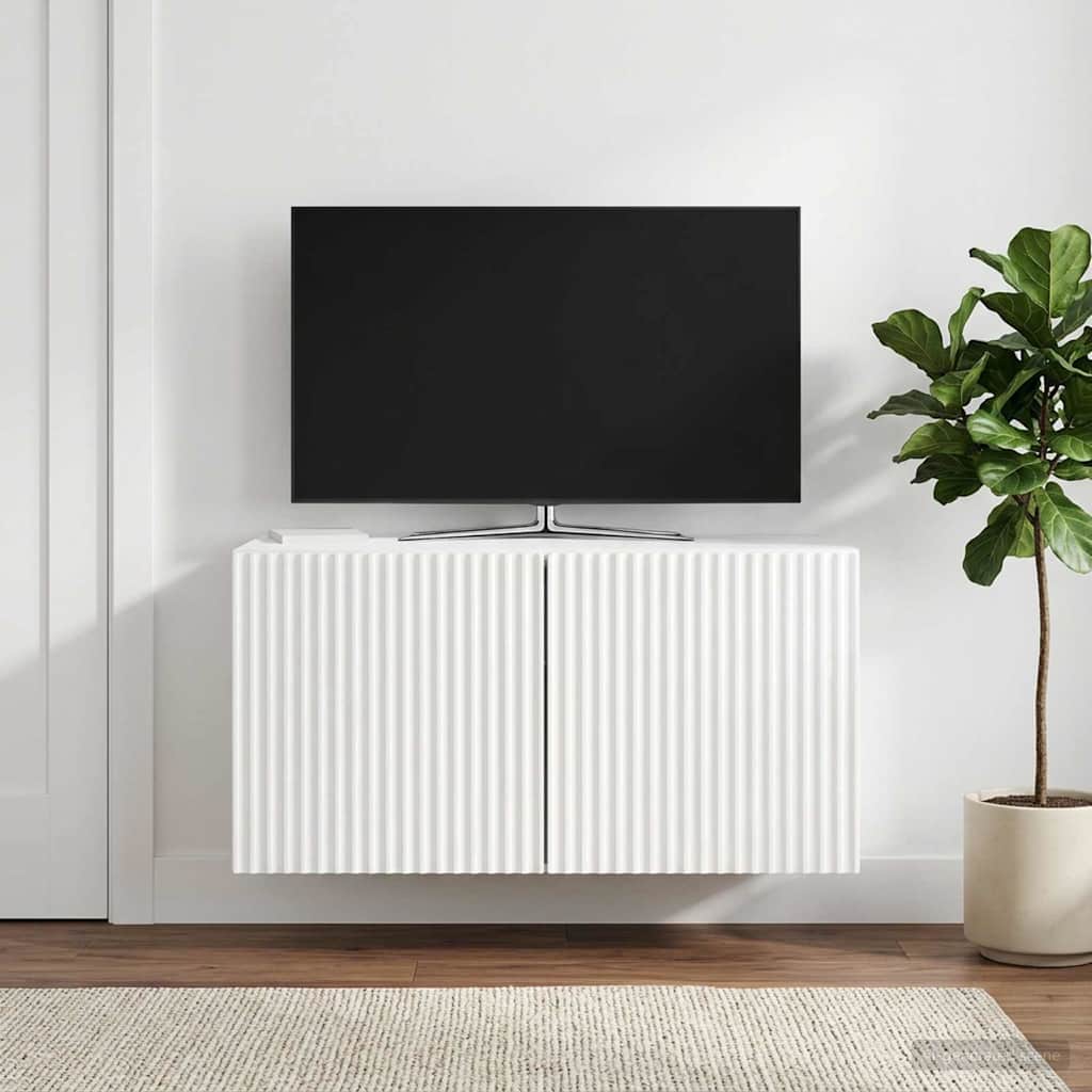 Nástěnná Tv Skříň Bílá S Vysokým Leskem 59,5 X 31 X 30 Cm