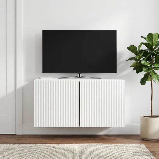 Nástěnná Tv Skříň Bílá S Vysokým Leskem 59,5 X 31 X 30 Cm