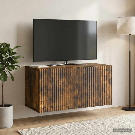 Nástěnná Tv Skříň Nástěnný Kouřový Dub 59,5 X 31 X 30 Cm