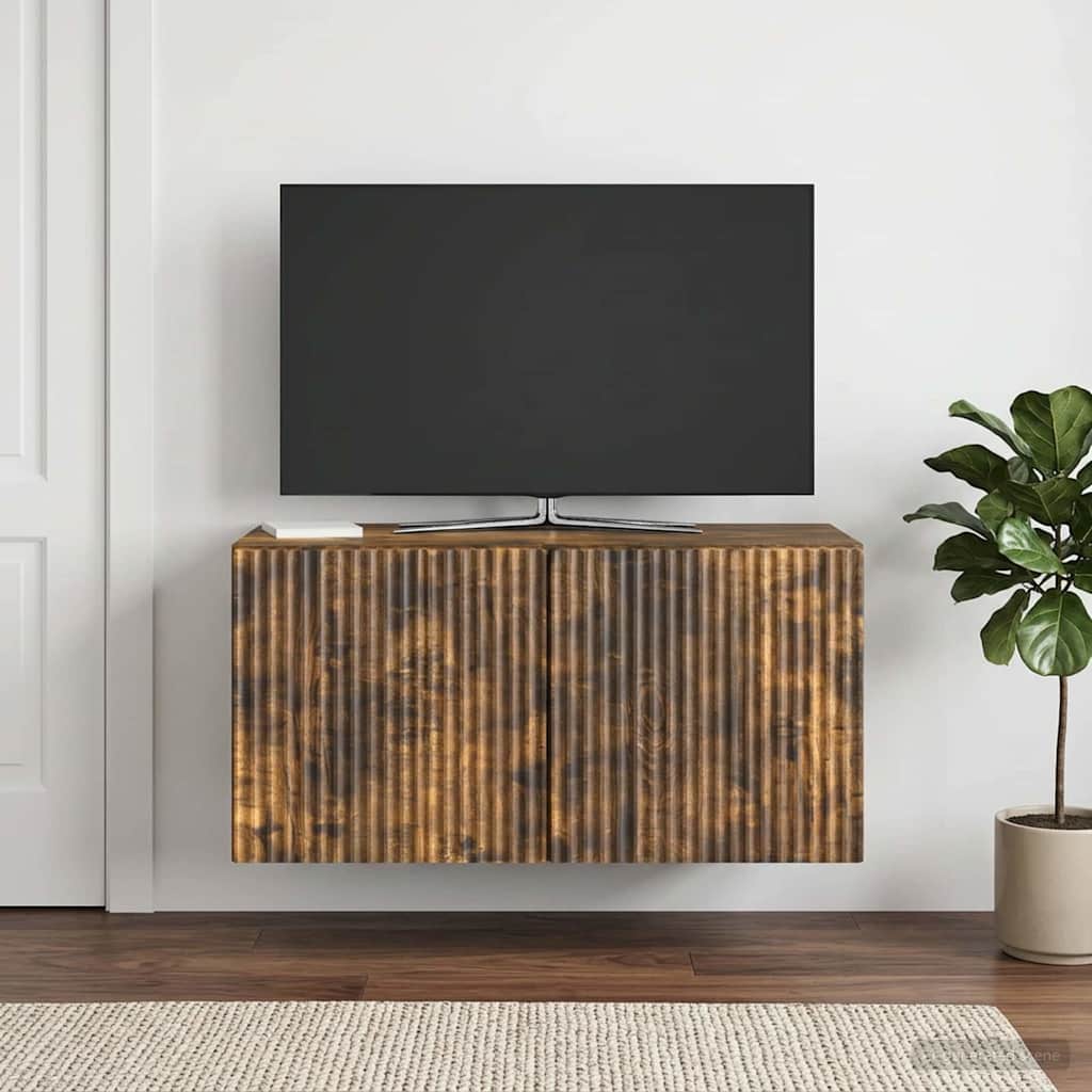 Nástěnná Tv Skříň Nástěnný Kouřový Dub 59,5 X 31 X 30 Cm