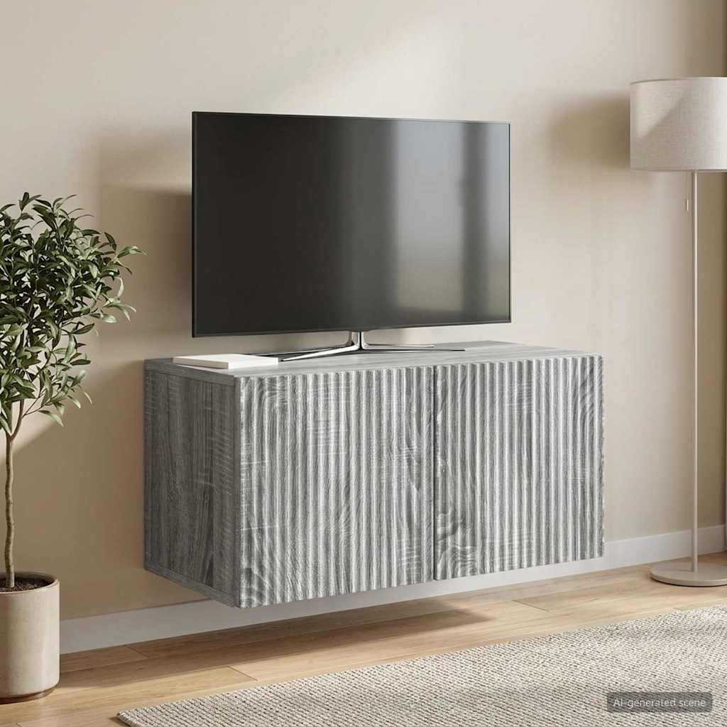 Nástěnná Tv Skříň Nástěnný Šedá Sonoma 59,5 X 31 X 30 Cm