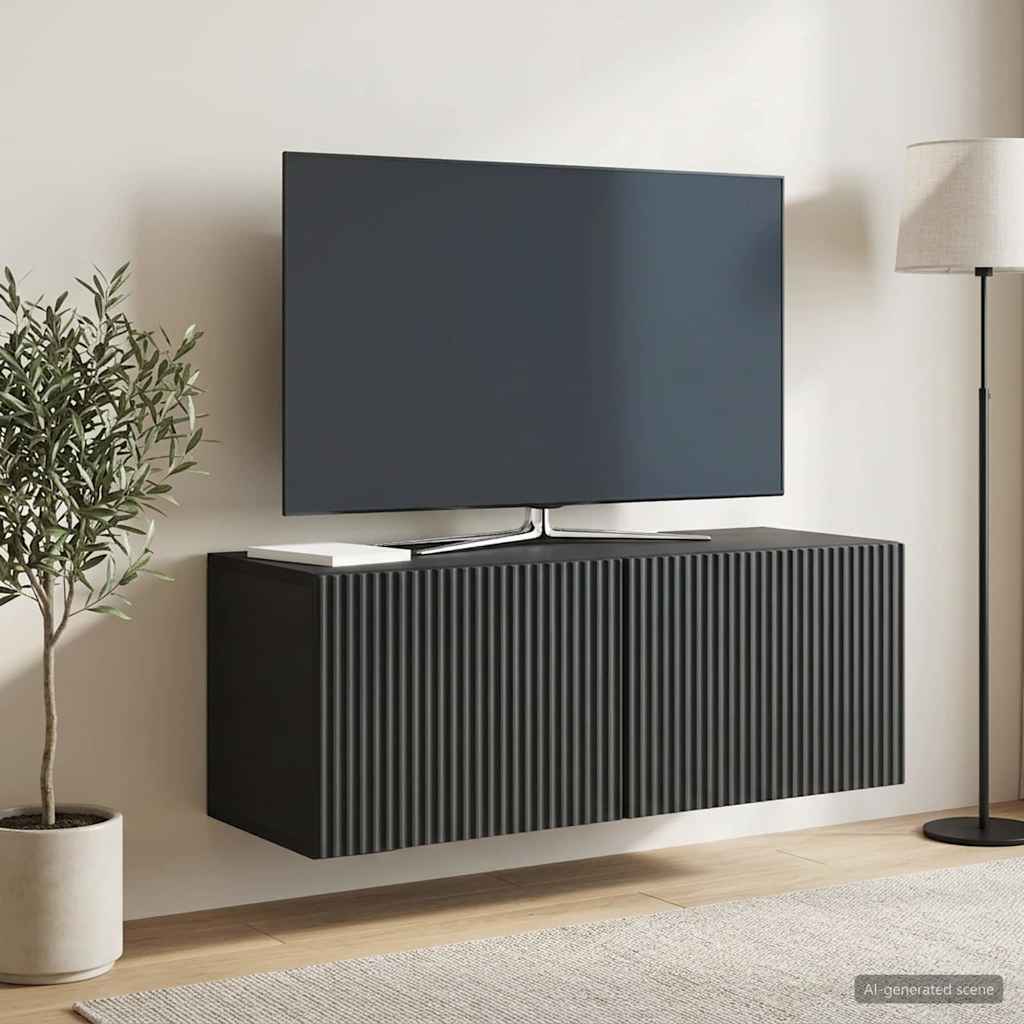 Nástěnná Tv Skříň Černá 78,5 X 31 X 30 Cm Kompozitní Dřevo