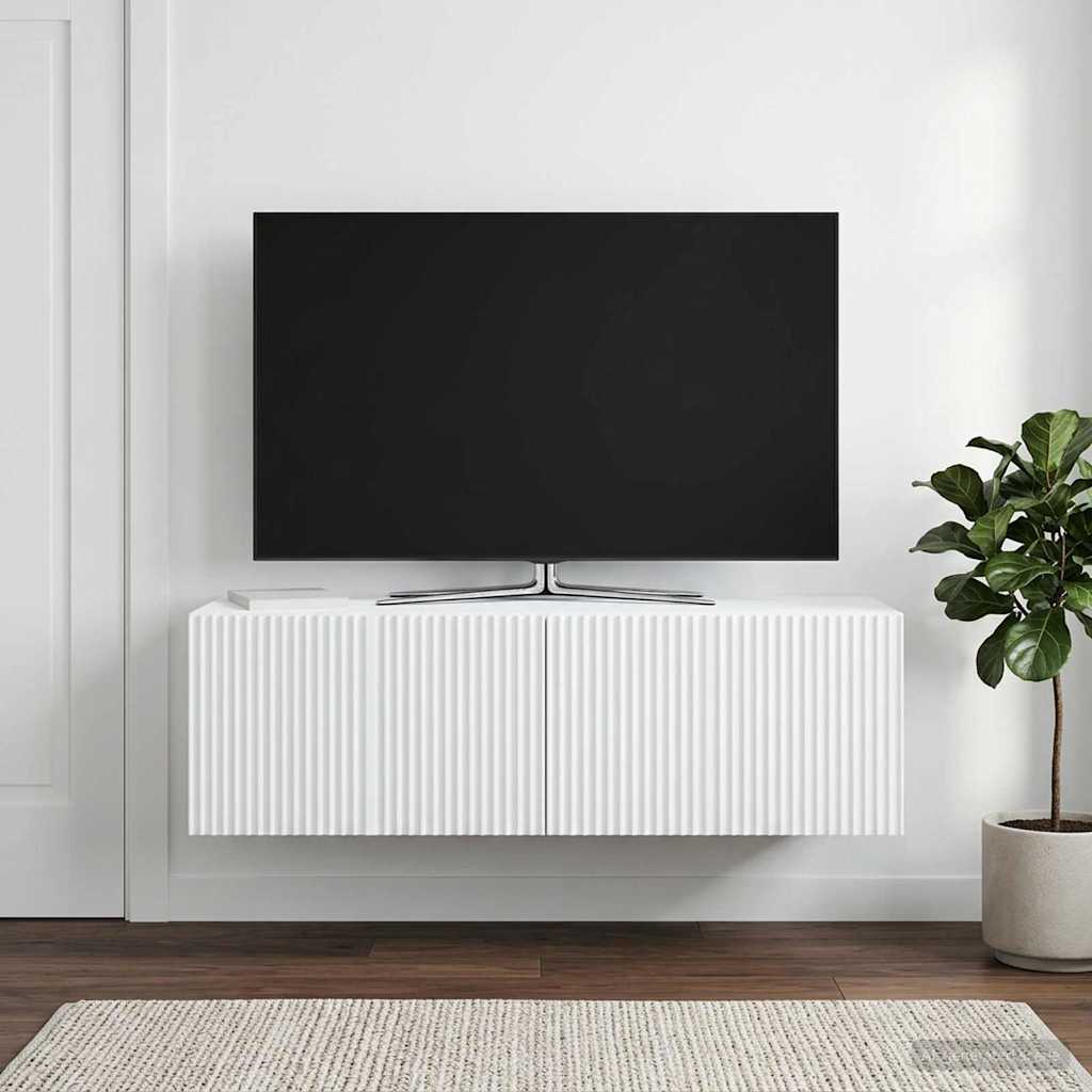 Nástěnná Tv Skříň Bílá 98 X 31 X 30 Cm Kompozitní Dřevo